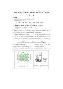 [化学]四川省成都市石室中学2024～2025学年高一上学期10月月考试卷(有答案)