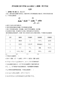 四川省泸州老窖天府中学2024-2025学年高2023级高二上期第一学月考试化学试题（含答案）