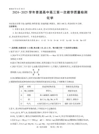 2024-2025河南省信阳市高三上学期10月第一次月考化学试卷及答案