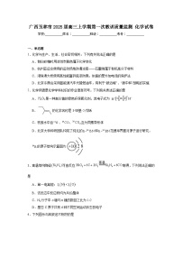 广西玉林市2025届高三上学期第一次教训质量监测化学试卷