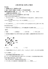 上海师范大学附属中学2024-2025学年高三上学期10月练习 化学试题