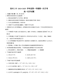 广东省湛江市雷州市第二中学2024-2025学年高一上学期10月月考 化学试题