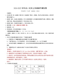 2024-2025学年高一上学期期中模拟考试化学（人教版2019，必修第一册第1_2章）01试卷（Word版附解析）