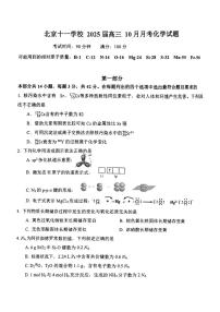 2024北京十一学校高三10月月考化学试题