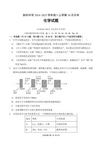 湖北省荆州中学2024-205学年高一上学期10月月考 化学试题