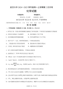 湖北省武汉市第六中学2024-2025学年高一上学期第2次月考化学试卷