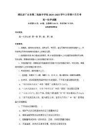 湖北省随州市广水市第二高级中学2024-2025学年高一上学期10月月考 化学试题