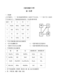 天津市南开中学2024-2025学年高一上学期10月月考试题 化学