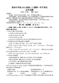 四川省遂宁市射洪中学2024-2025学年高二上学期第一学月考试化学试题（Word版附答案）