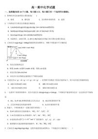 吉林省通化市梅河口市第五中学2024～2025学年高一上学期10月期中考试 化学试题（含答案）