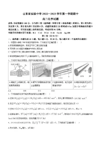 山东省实验中学2022-2023学年高二上学期期中考试 化学试题(无答案)