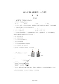 2024北京北大附中高二上学期10月月考化学试卷及答案