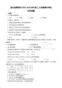 湖北省黄冈市2023-2024学年高二上学期期中考试化学试题