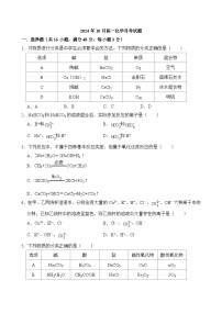 湖南省岳阳市汨罗市第一中学2024-2025学年高一上学期10月月考 化学试题