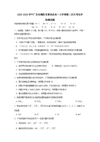 2023-2024学年广东省揭阳市惠来县高一上学期第二次月考化学检测试题（附答案）