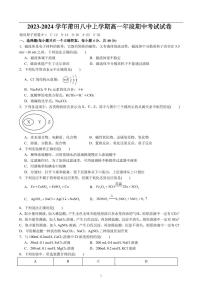 福建省莆田第八中学2023-2024学年高一上学期期中考试 化学试题