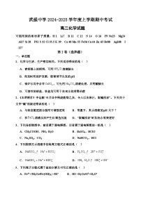 河北省衡水市武强中学2024-2025学年高二上学期期中考试  化学试题