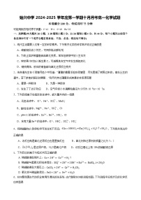 广东省韶关市始兴县始兴中学2024-2025学年高一上学期10月月考 化学试题