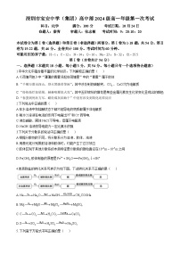 广东省深圳市宝安中学(集团)高中部2024-2025学年高一上学期第一次月考 化学试题