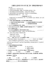 上海市七宝中学2024-2025学年高二上学期期中练习 化学试题