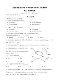 上海市青浦高级中学2024-2025学年高三上学期9月质量检测+化学试卷pdf