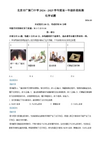 北京市广渠门中学2024-2025学年高一上学期10月月考化学试题（Word版附解析）