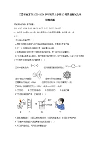 江苏省南京市2023-2024学年高三上册10月阶段测试化学检测试题（附答案）