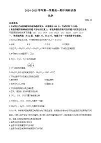 江苏省苏州市2024-2025学年高一上学期期中考试 化学试题(无答案)