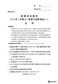 湘豫名校联考2024届高三化学上学期9月一轮复习诊断考试一pdf含解析
