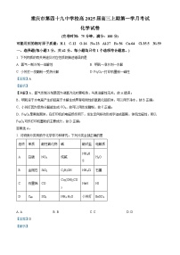 重庆市第四十九中学2024-2025学年高三上学期第一次月考试化学试卷（Word版附解析）