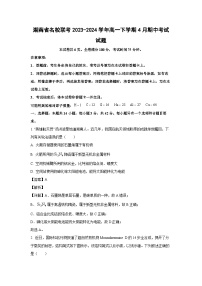 湖南省名校联考2023-2024学年高一下学期4月期中考试化学试卷(解析版)