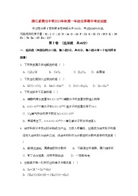 2022年湖北省黄冈高一化学上学期期中考试会员独享