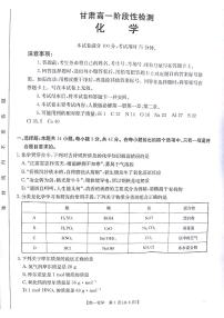 甘肃省白银市靖远县第四中学2024-2025学年高一上学期11月期中考试 化学试题（PDF版，含答案）