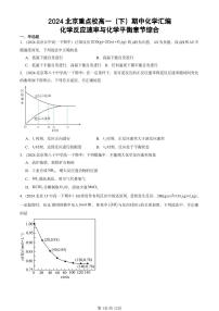 2024北京重点校高一（下）期中真题化学汇编：化学反应速率与化学平衡章节综合