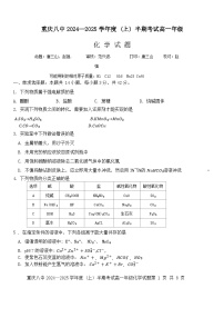 重庆市第八中学校2024-2025学年高一上学期11月期中考试 化学试题