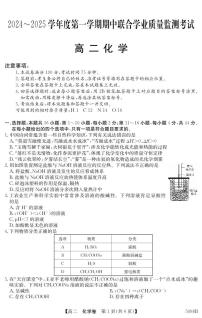 广东省清远市2024-2025学年高二上学期11月期中联合学业质量监测考试化学试题（PDF版，含答案）