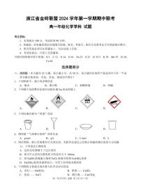 浙江省金砖联盟2024-2025学年高一上学期11月期中考试  化学试题