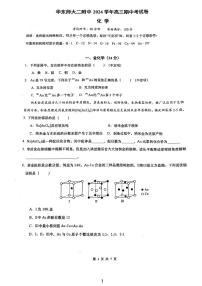 上海市华东师大二附中2024-2025学年高三上学期期中考试化学试题