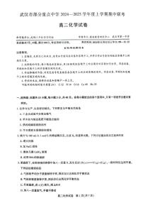 湖北省武汉市武汉市六校联考2024-2025学年高二上学期11月期中化学试题