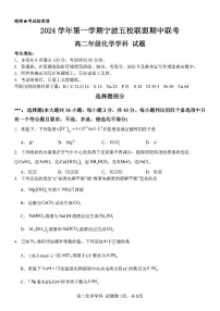 浙江省宁波五校联盟2024-2025学年高二上学期11月期中联考 化学试题