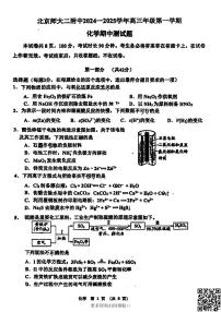 2024北京北师大二附中高三上学期期中化学试卷