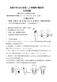 山东省泰安市新泰第一中学（新泰中学校区）2024-2025学年高二上学期期中考试化学试题