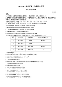 山东省青岛市2024-2025学年高二上学期11月期中考试 化学试题(无答案)