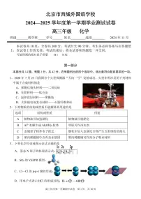 北京西城外国语学校2024-2025学年高三上学期 期中化学试题
