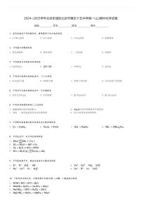 2024～2025学年北京东城区北京市第五十五中学高一(上)期中化学试卷[原题+解析]