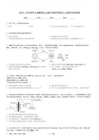 2024～2025学年上海静安区上海市市西中学高三(上)期中化学试卷[原题+解析]