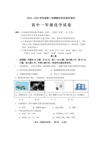 广东省茂名市化州市2024-2025学年高一上学期11月期中考试 化学试题