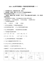 海南省部分高中2024-2025学年高一上学期阶段性教学检测（一）（期中考试）化学试题