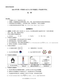 2024学年第一学期浙江省9 1高中联盟高二年级期中考试化学(含答案)