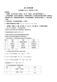 陕西省汉中市2024-2025学年高三上学期11月期中联考 化学试题